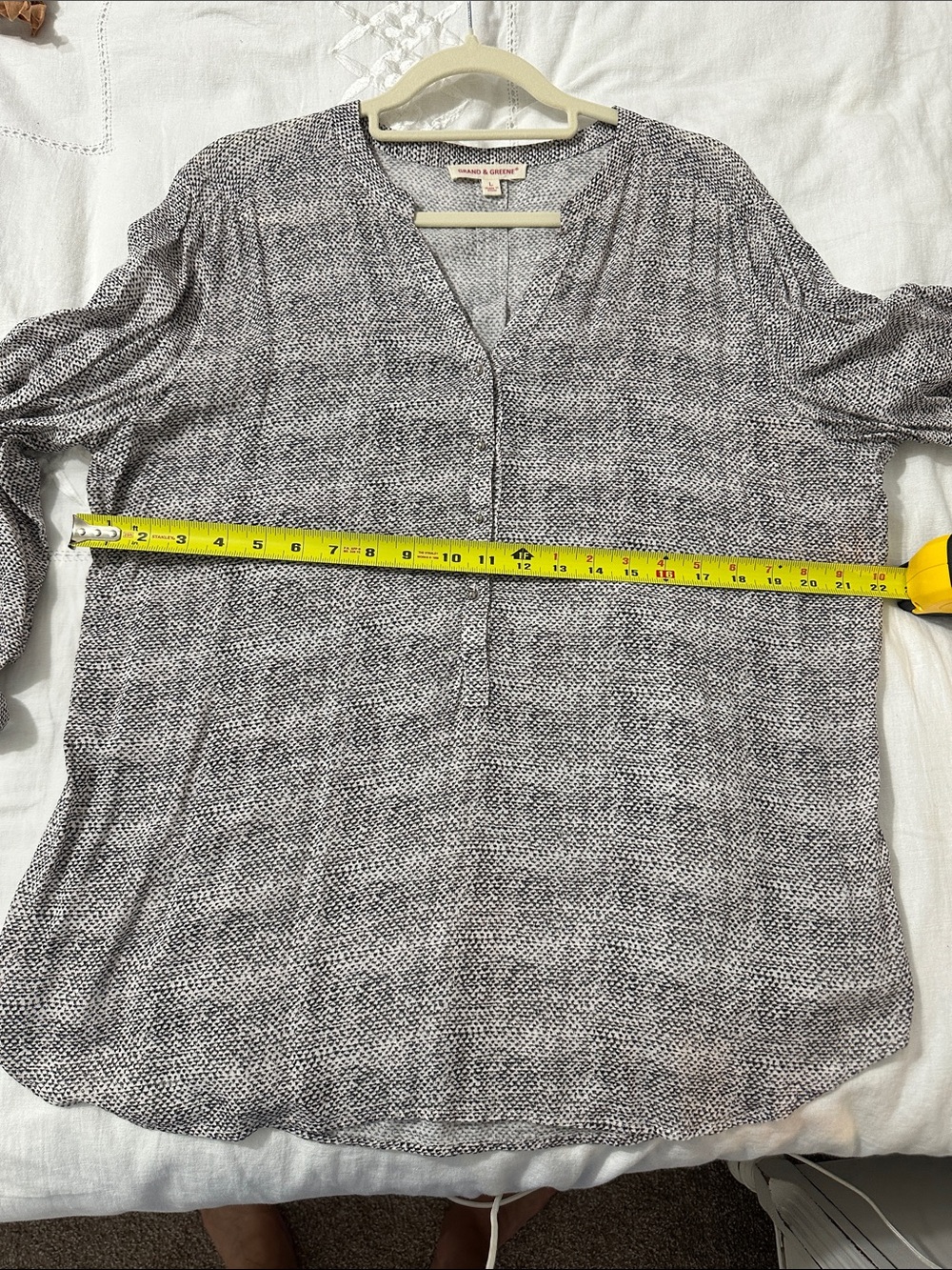 grand & greene Black and White Printed V-Neck Blouse